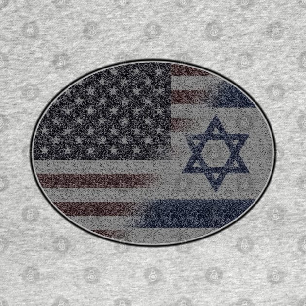 American and Israeli Flag Blended in Oval by designs-by-ann